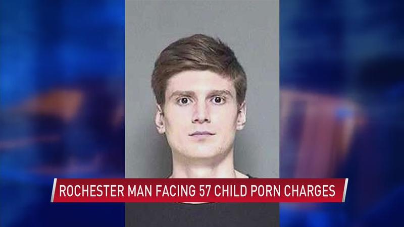 Rochester man facing 57 charges of child pornography, not in